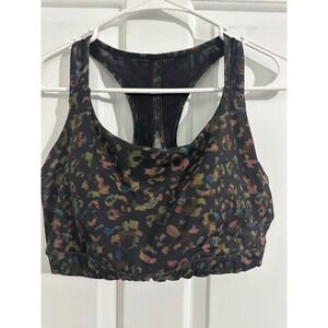 Athleta Sports Bra Leopard Print Racerback Workout Fitness Activewear Women's M